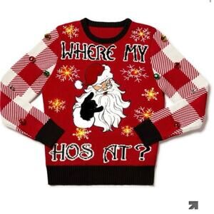 Christmas ugly sweater funny light up Cool Santa Sz M NEW
Batteries included